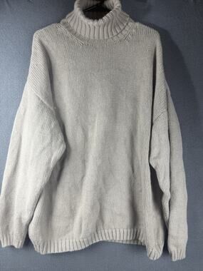 SCAPA beige Knit Oversized Turtleneck Sweater Cotton Alpaca blend size large